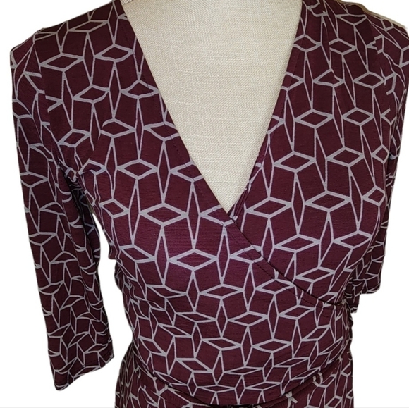 41 Hawthorn Renesme Geo Cube Jersey Faux Wrap Purple Gray XS Workwear Casual - Picture 4 of 8